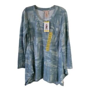 NWT PHILOSOPHY Womens M Green Blue Shirt  Arrow Graphic Flowy Boho L/S Tunic